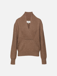 Makela Large V Neck Sweater,LOULOU DE SAISON,TAUPE MELANGE,Image 1