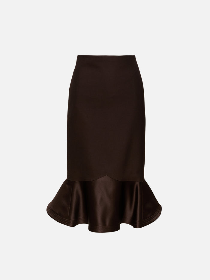 Bottom Flare Pencil Skirt,FENDI,DARK BROWN,Image 1