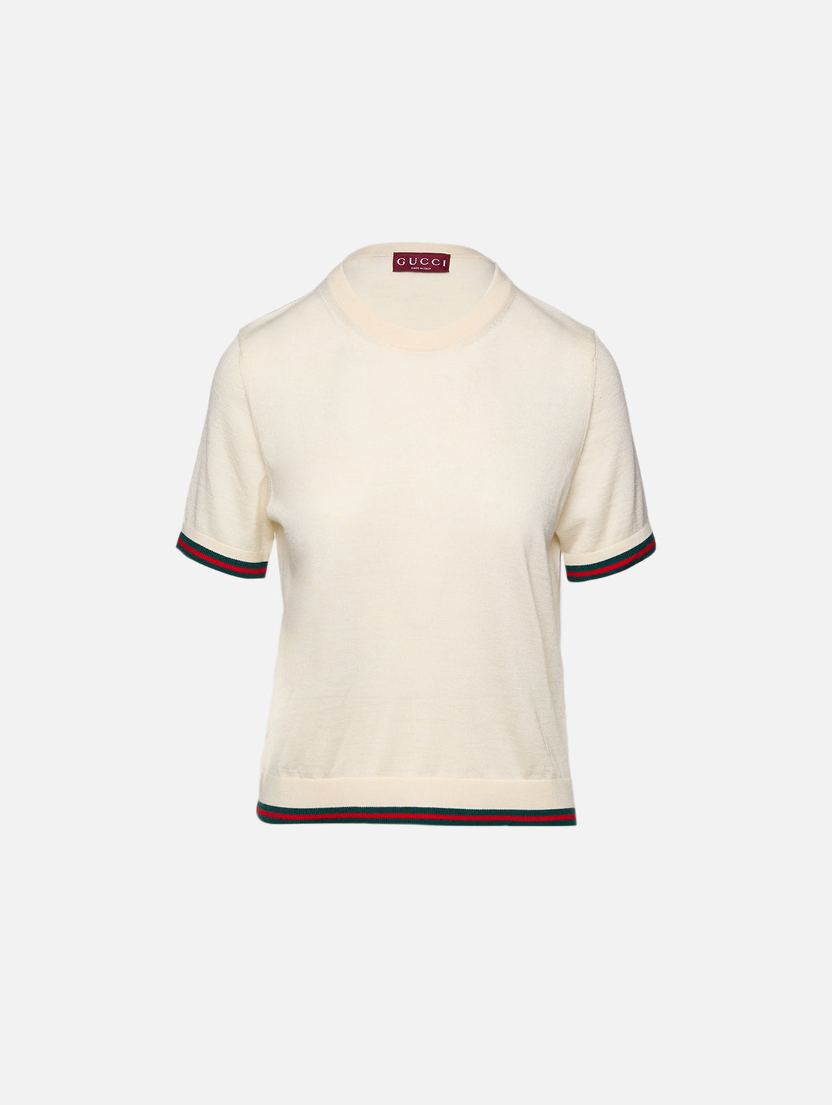 Short Sleeve Knit Top,GUCCI,WHITE,Image 1
