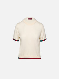 Short Sleeve Knit Top,GUCCI,WHITE,Image 1