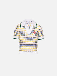 Tuck Stitch Polo Top,CASABLANCA,MULTI,Image 1