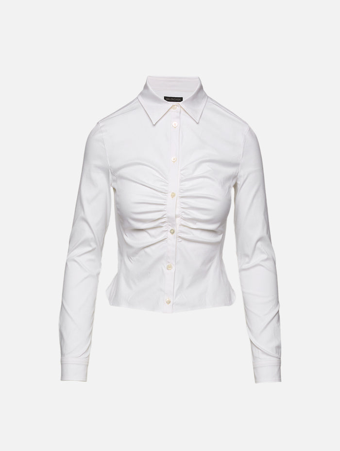 Ruched Shirt,BALENCIAGA,WHITE,Image 1