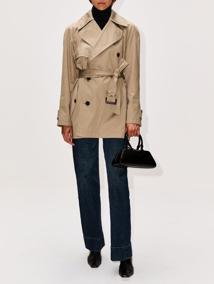 Cocoon Short Trench Coat,BALENCIAGA,EXPLORER BEIGE,Image 1