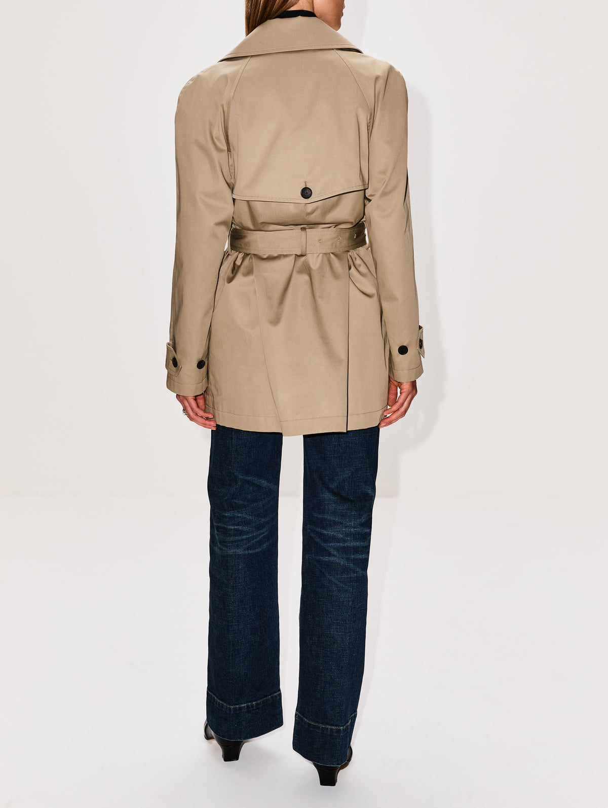 Cocoon Short Trench Coat,BALENCIAGA,EXPLORER BEIGE,Image 3
