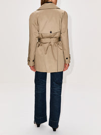 Cocoon Short Trench Coat,BALENCIAGA,EXPLORER BEIGE,Image 3