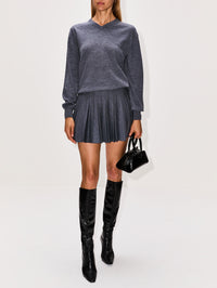 Pleated Skirt,BALENCIAGA,HEATHER GREY,Image 2