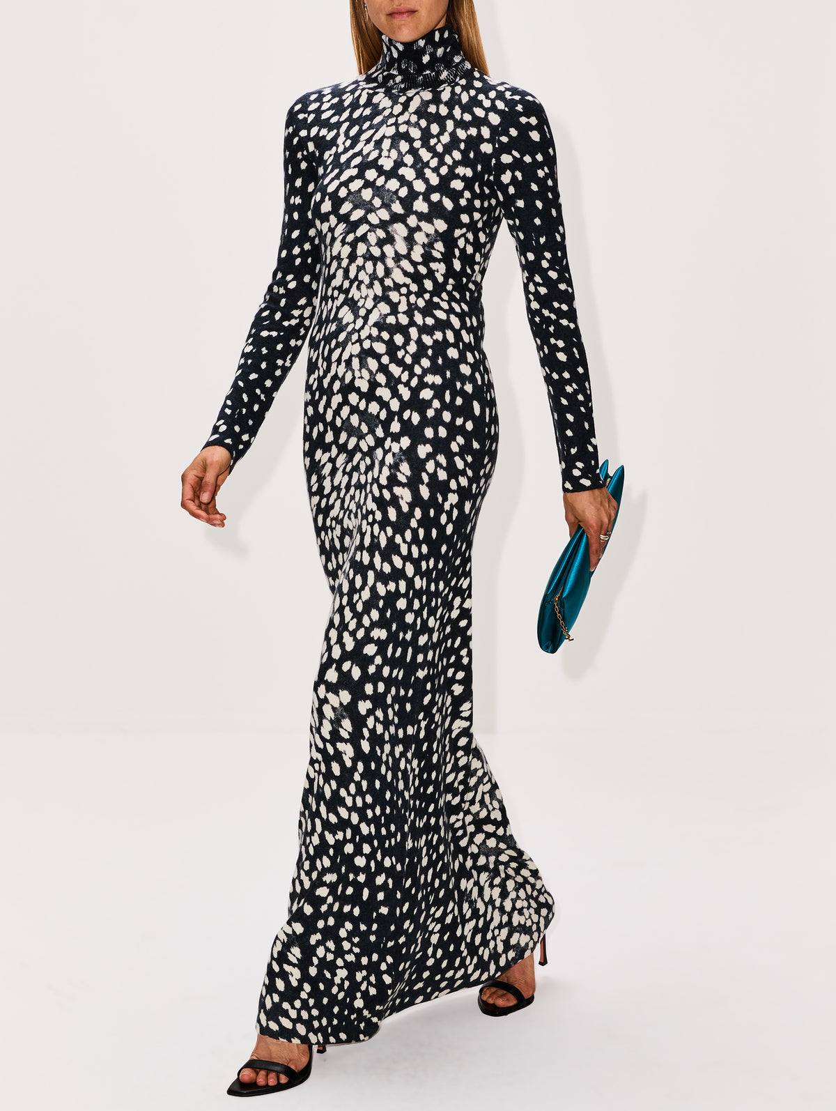 Camille Hand Printed Dress,BRANDON MAXWELL,SNOW LEOPARD,Image 3