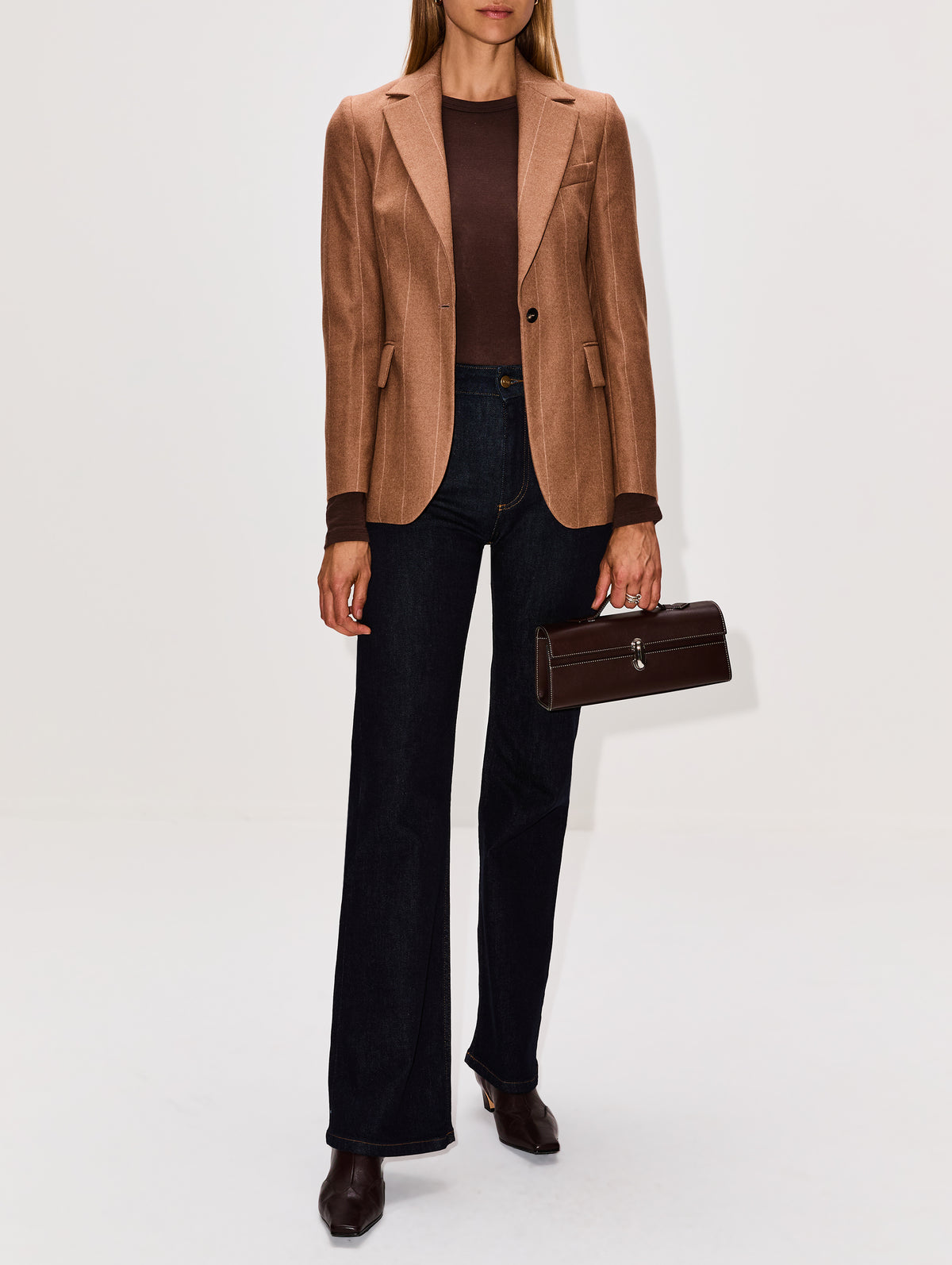 Stripe Blazer,ELEVENTY,COGNAC,Image 2