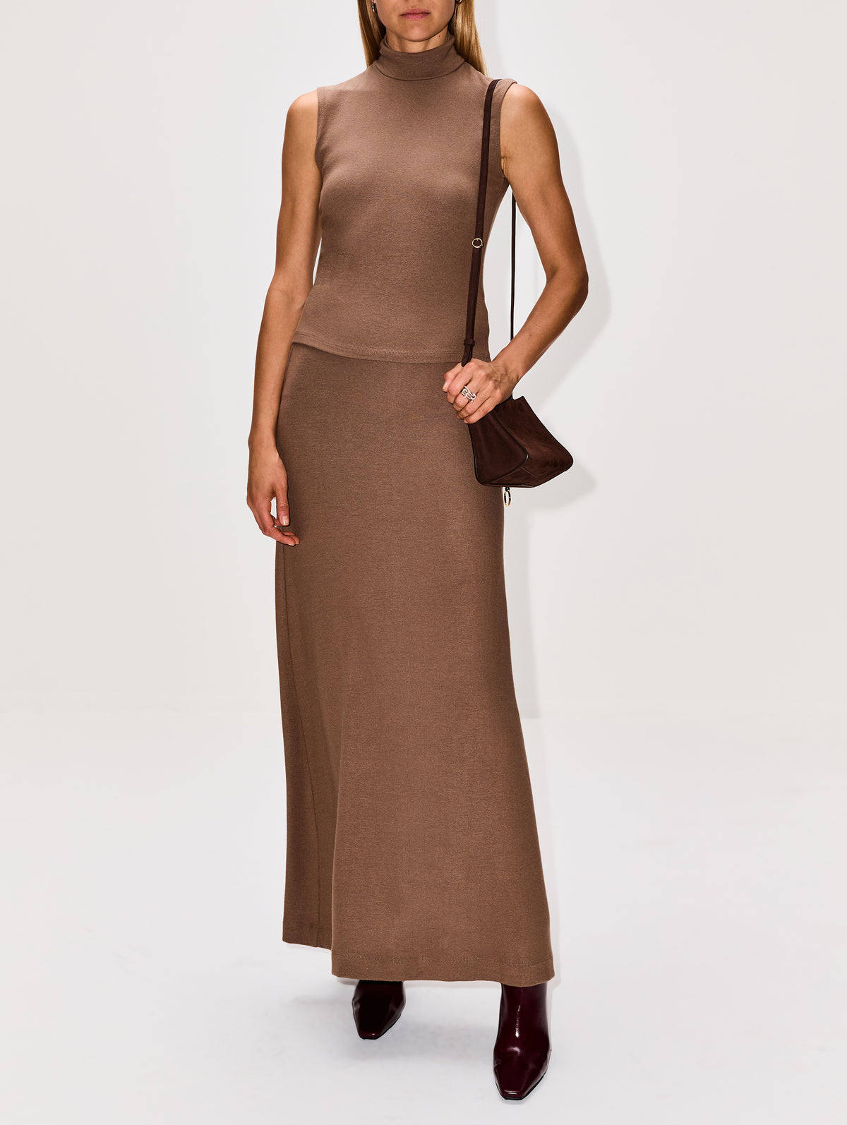 Lauren Turtleneck Top,LESET,WALNUT,Image 2