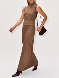 Lauren Maxi Skirt,LESET,WALNUT,Image 3