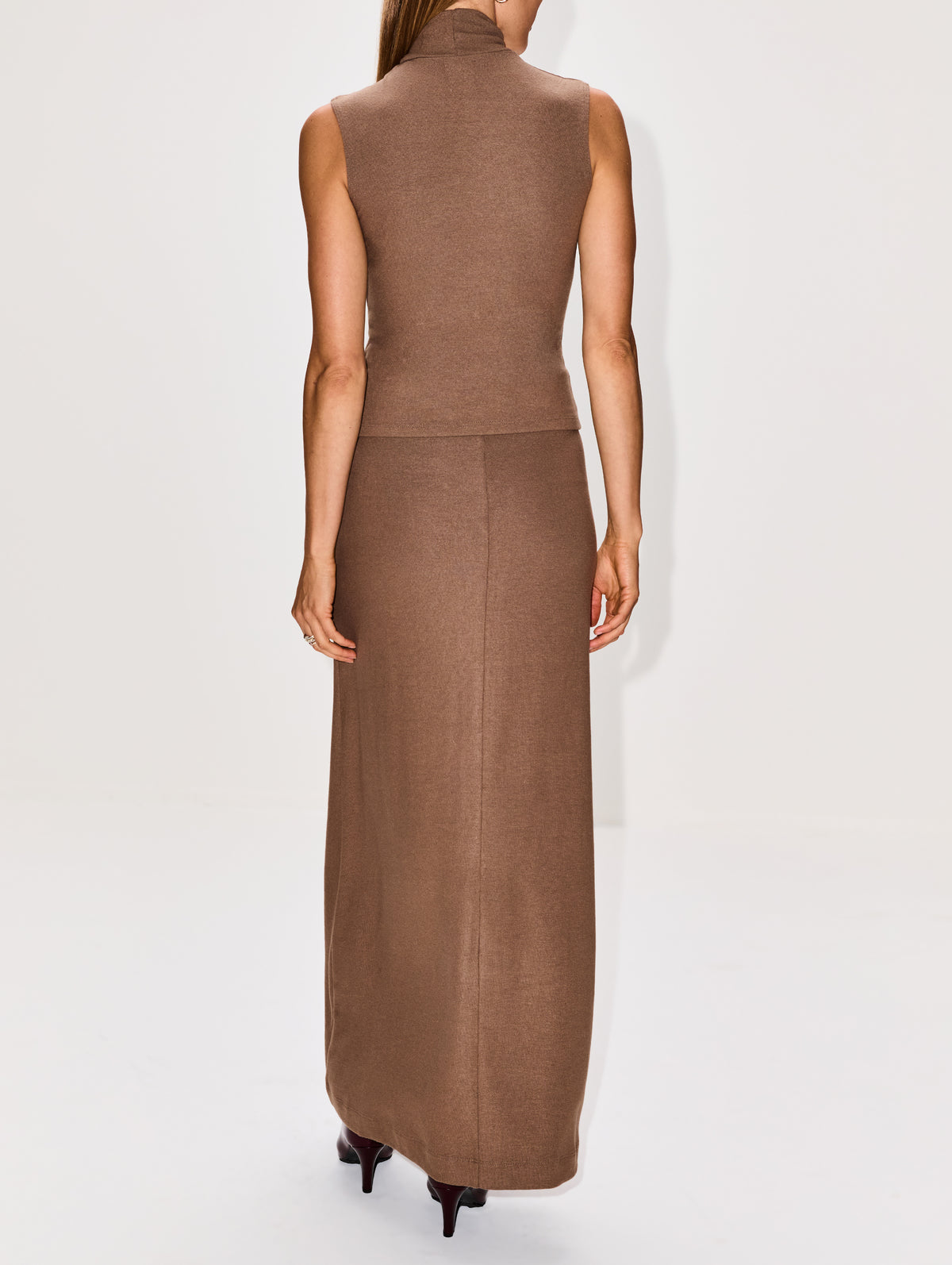 Lauren Turtleneck Top,LESET,WALNUT,Image 3
