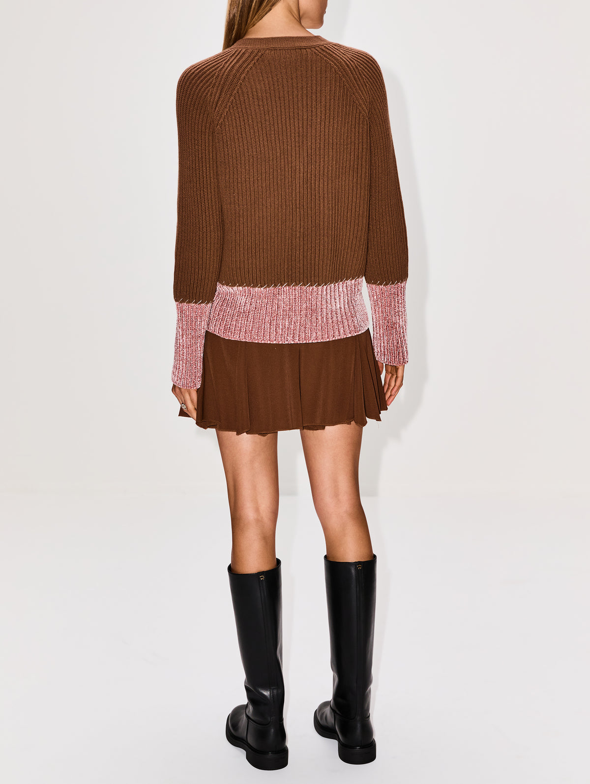 Chenille Detail Cardigan,MARNI,MAROON,Image 3