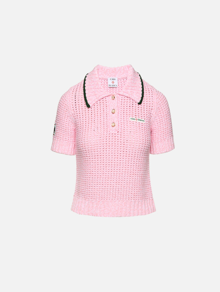Mouline Polo Shirt,CASABLANCA,PINK,Image 1