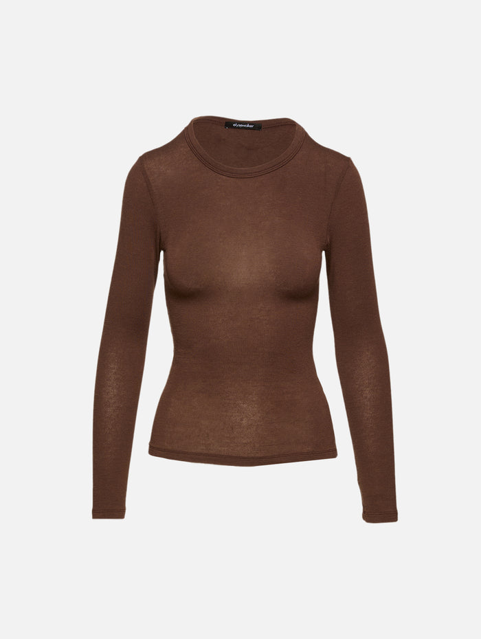 Jade Long Sleeve Top,ELYSEWALKER LABEL,ESPRESSO,Image 1