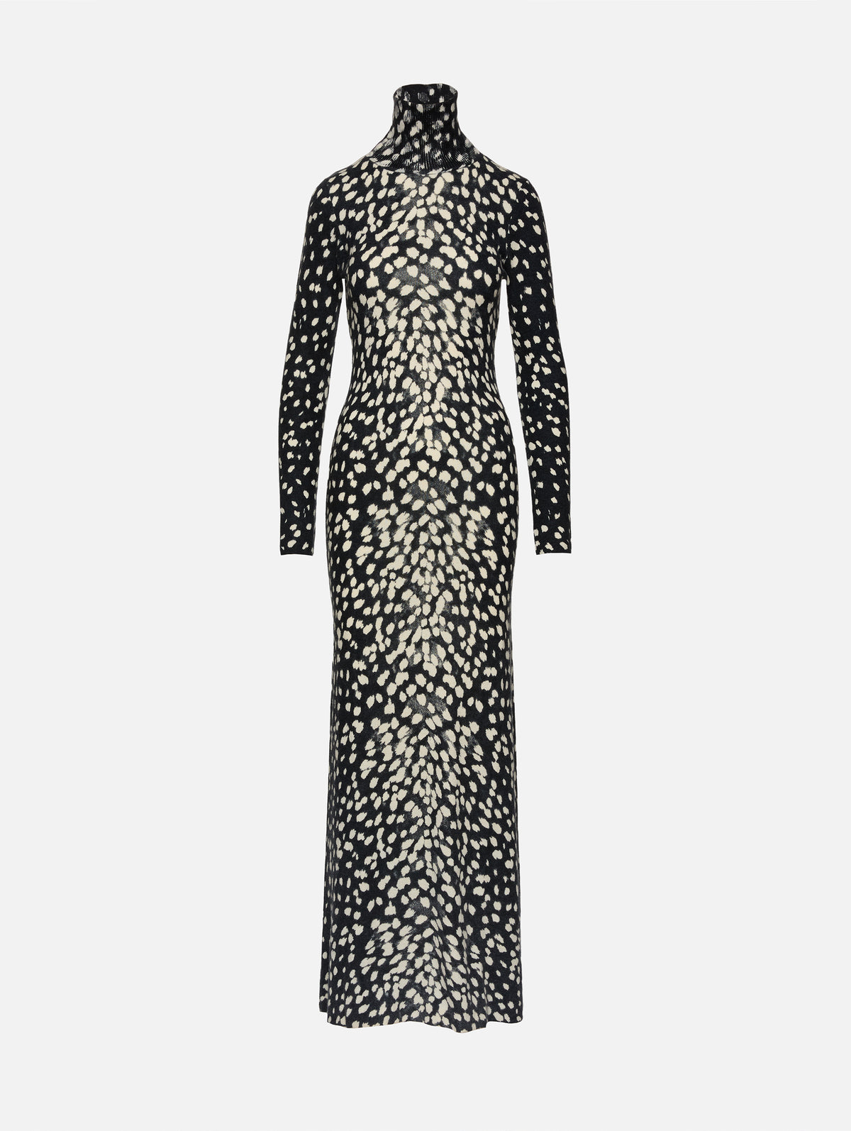Camille Hand Printed Dress,BRANDON MAXWELL,SNOW LEOPARD,Image 1