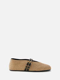 Raffia Ballerina Flat,ALAIA,NATUREL,Image 1