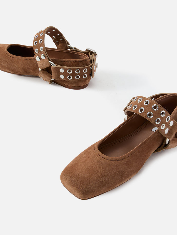 Ballet Flat,ALAIA,UMBER,Image 1