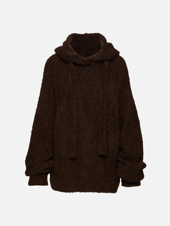 Cropped Hooded Jumper,PETAR PETROV,COFFEE,Image 1