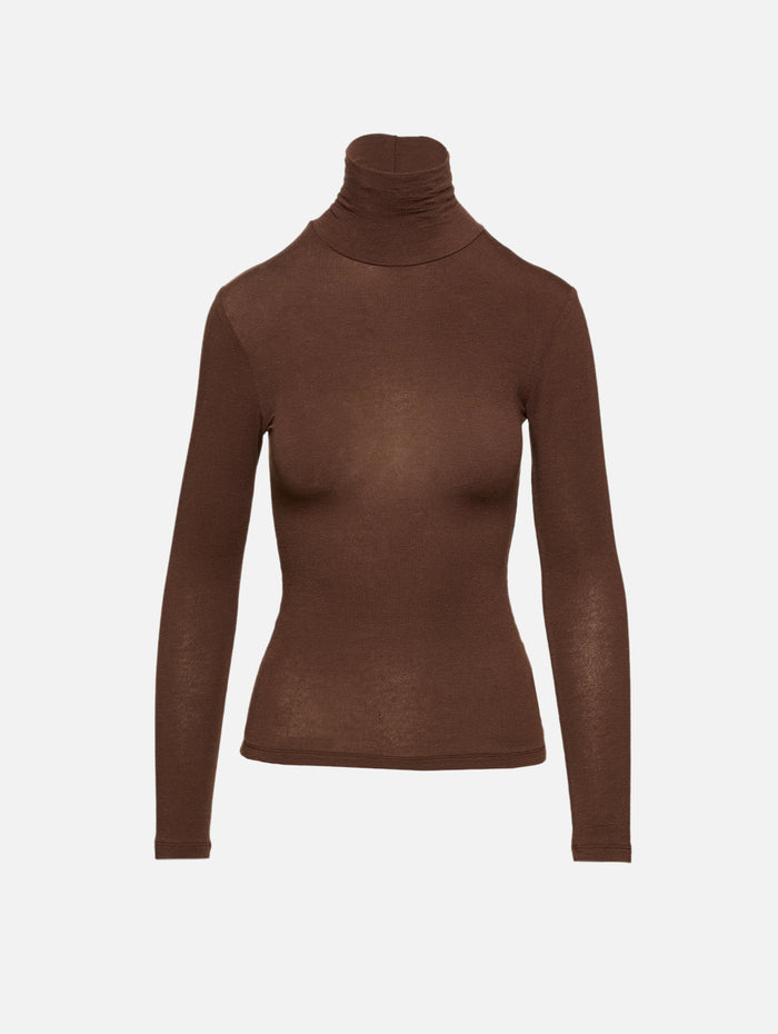Jade Turtleneck Top,ELYSEWALKER LABEL,ESPRESSO,Image 1