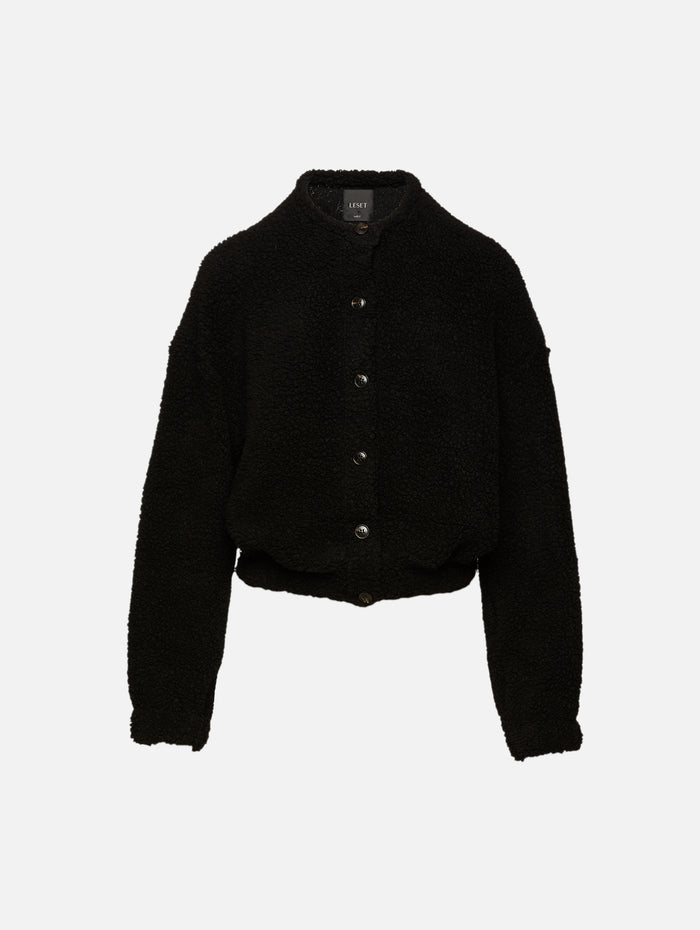 Mica Collarless Blouson Coat,LESET,BLACK,Image 1