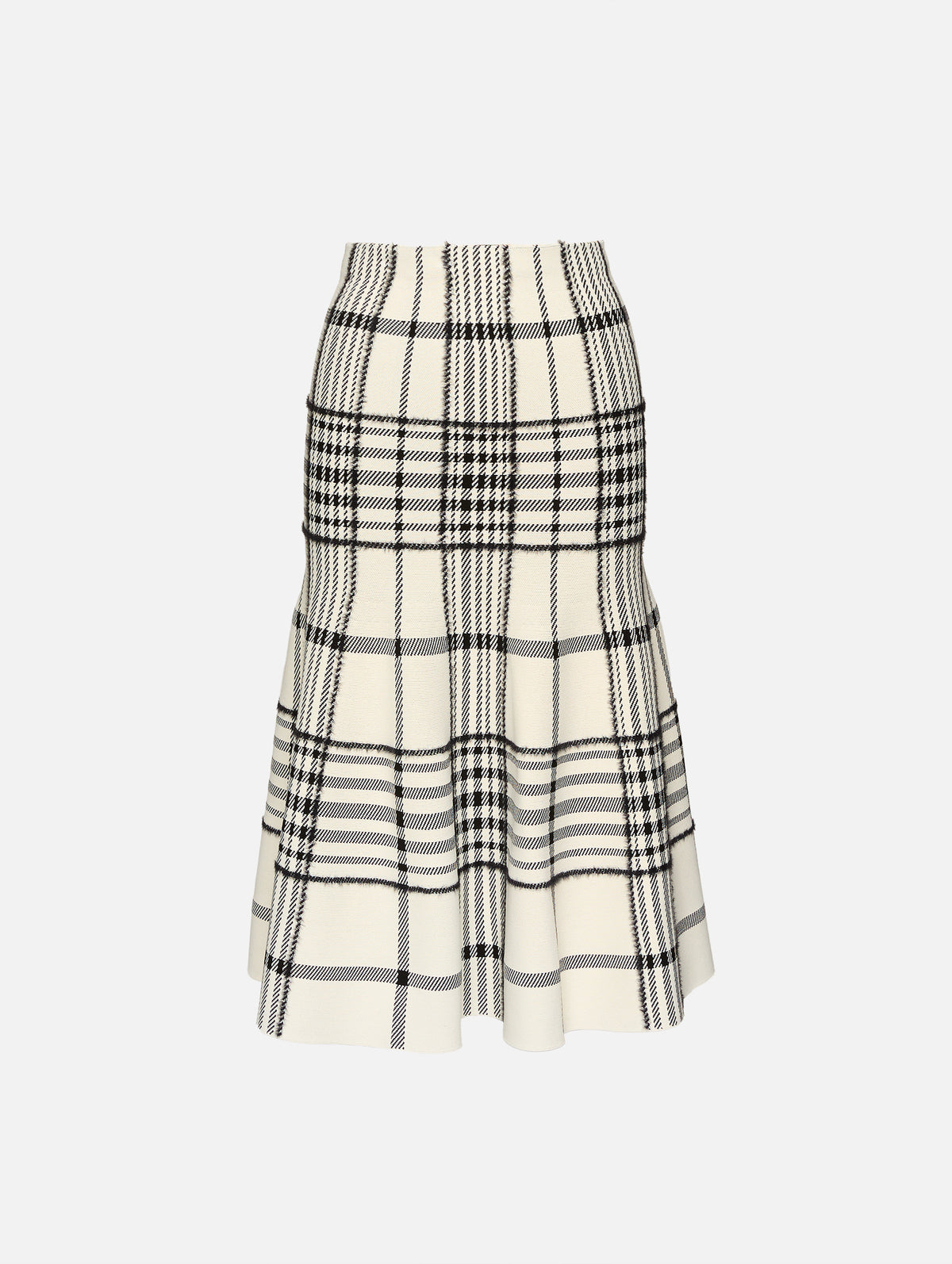 Rory Flare Knit Skirt,BRANDON MAXWELL,IVORY PLAID,Image 1