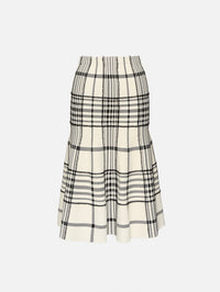 Rory Flare Knit Skirt,BRANDON MAXWELL,IVORY PLAID,Image 1