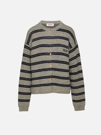 Striped Cardigan,MIU MIU,GRIGIO/BLUE,Image 1