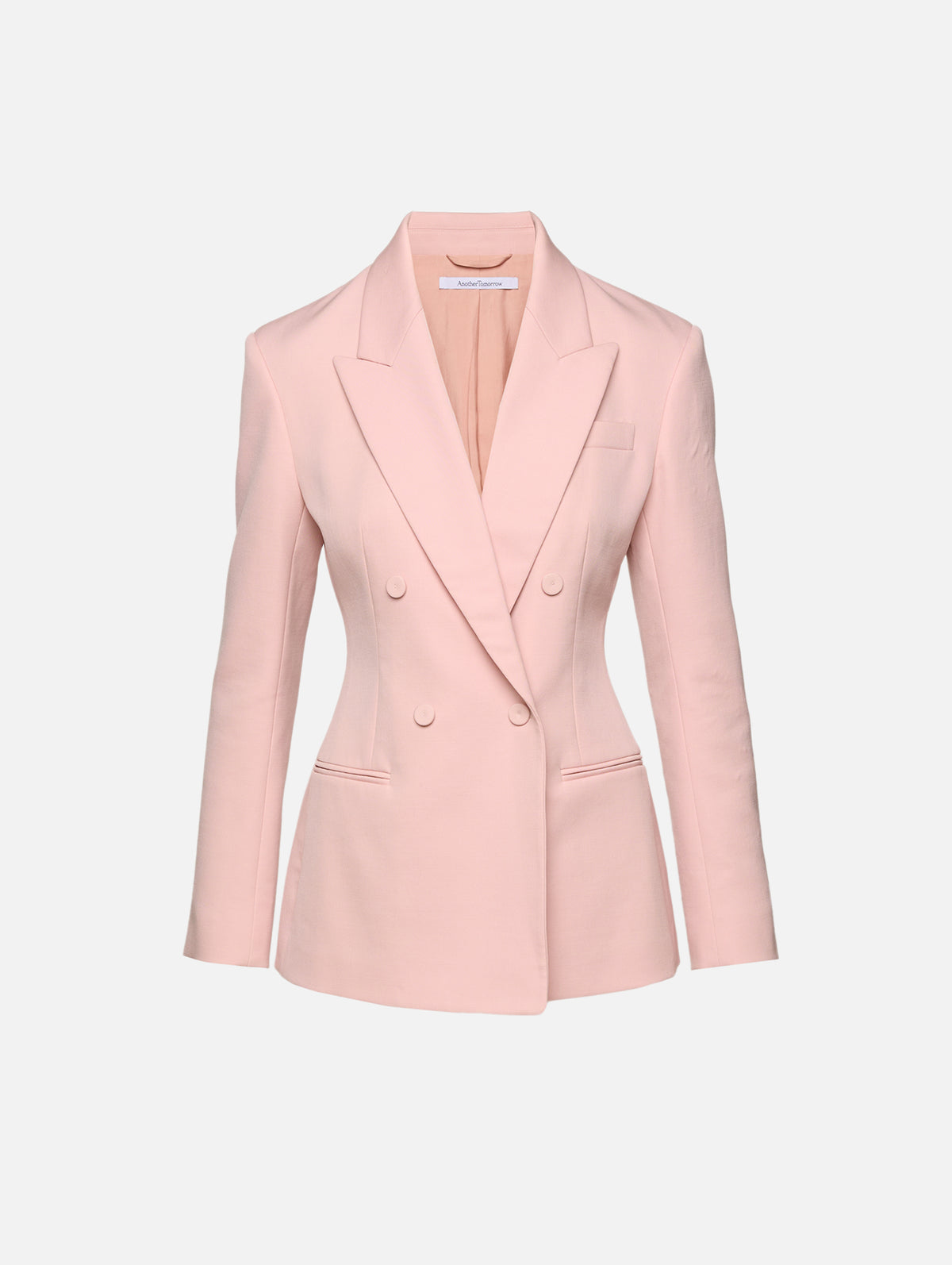 Tailored Double Breasted Jacket,ANOTHER TOMORROW,LOTUS PINK,Image 1