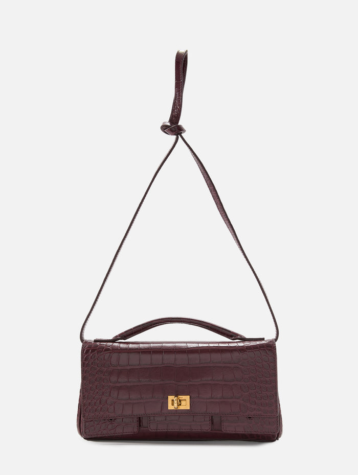 Bel Air Clutch,BALENCIAGA,DARK BURGUNDY,Image 1