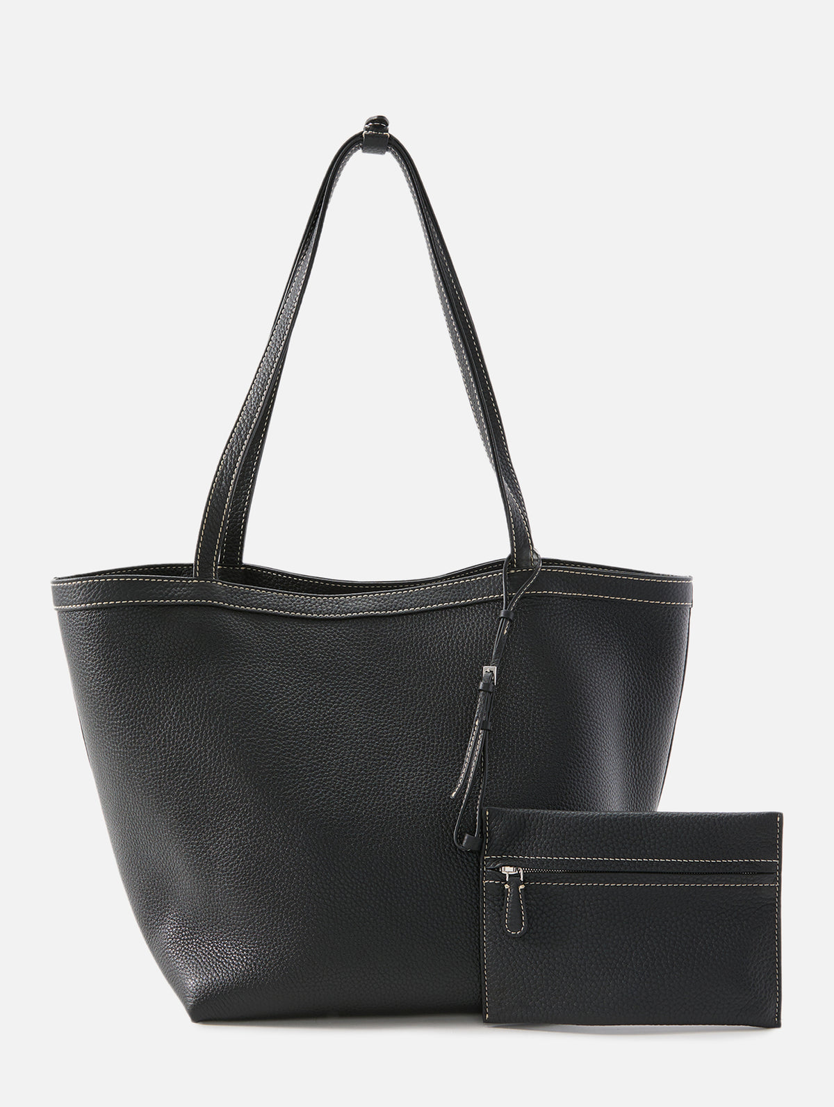 Three Stitch Park Tote,THE ROW,BLACK,Image 3
