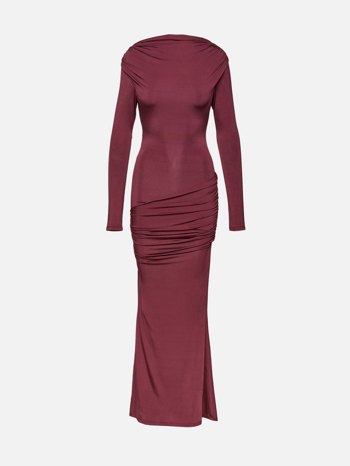 Draped Jersey Dress,PARIS GEORGIA,OXBLOOD,Image 1