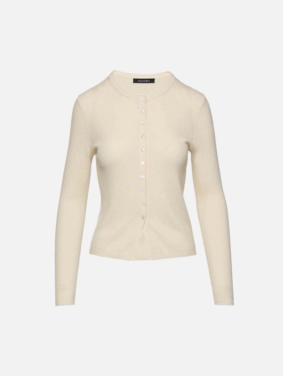 Avery Ribbed Cardigan,ELYSEWALKER LABEL,IVORY,Image 1