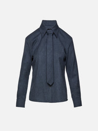 Billie Tie Blouse,KALLMEYER,HEATHER NAVY,Image 1