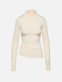 Asymmetric Long Sleeve Tee,PARIS GEORGIA,CREAM,Image 1