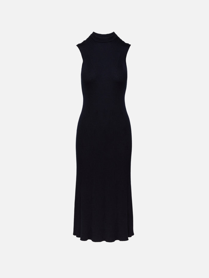 Ribbed Sleeveless Long Dress,SASUPHI,NAVY,Image 1