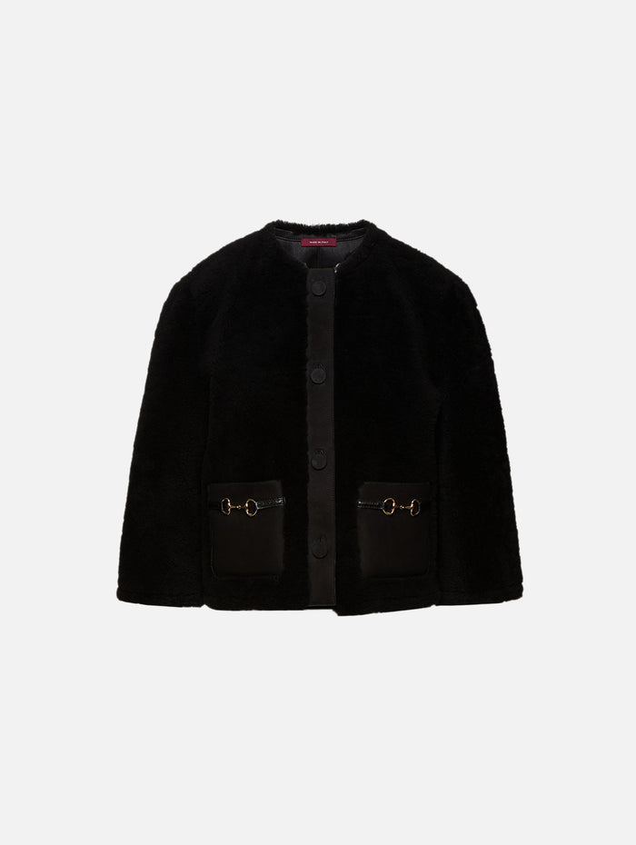 Soft Biker Jacket,GUCCI,BLACK,Image 1