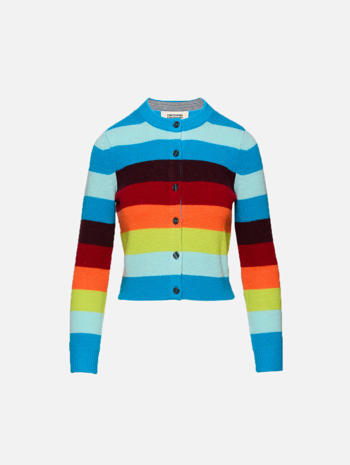 Striped Cropped Cardigan,CHRISTOPHER JOHN ROGERS,SPLASH MULTI,Image 1