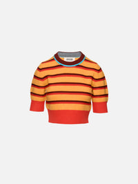 Striped Cropped Ringer Tee,CHRISTOPHER JOHN ROGERS,CREAMSICLE,Image 1