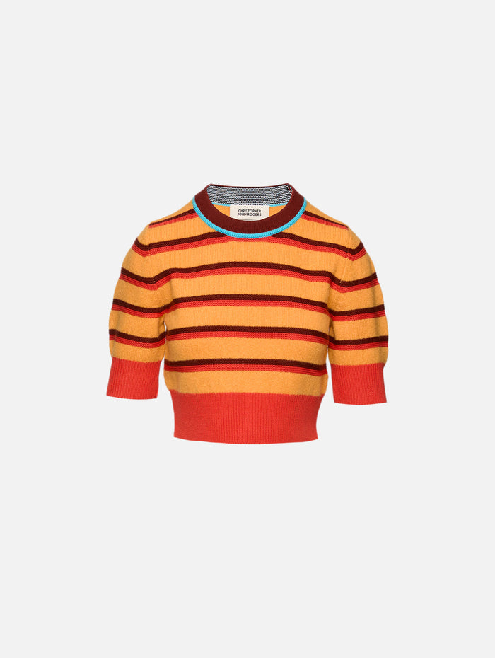 Striped Cropped Ringer Tee,CHRISTOPHER JOHN ROGERS,CREAMSICLE,Image 1