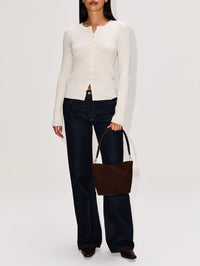 Avery Ribbed Cardigan,ELYSEWALKER LABEL,IVORY,Image 2