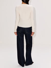 Avery Ribbed Cardigan,ELYSEWALKER LABEL,IVORY,Image 3