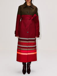 Embroidered Colorblock Car Coat,CHRISTOPHER JOHN ROGERS,SARSAPARILLA,Image 2