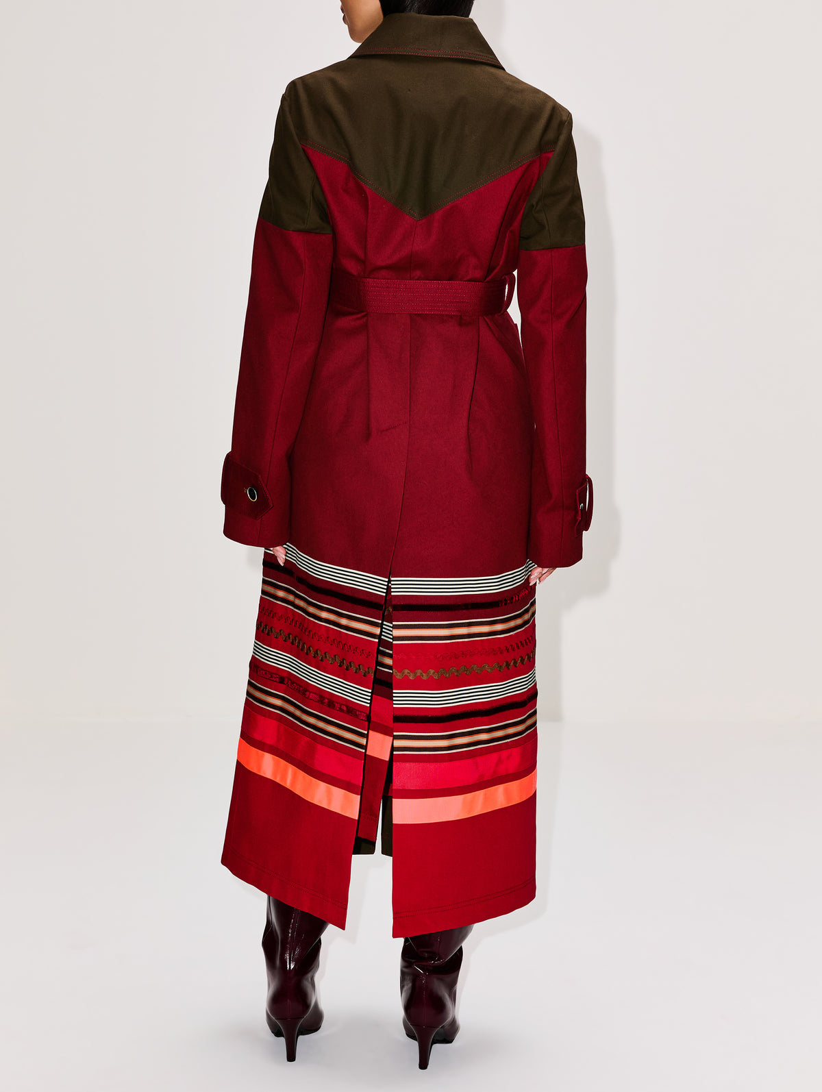 Embroidered Colorblock Car Coat,CHRISTOPHER JOHN ROGERS,SARSAPARILLA,Image 3