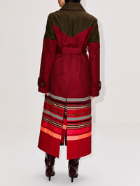 Embroidered Colorblock Car Coat,CHRISTOPHER JOHN ROGERS,SARSAPARILLA,Image 3