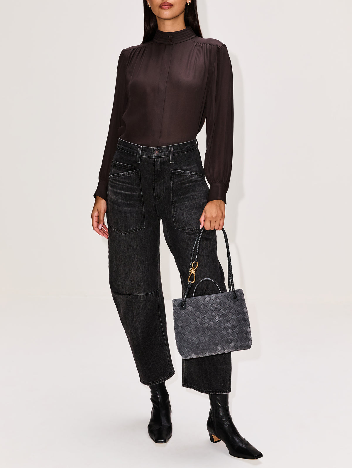 Revi Blouse,NILI LOTAN,CHOCOLATE BROWN,Image 2