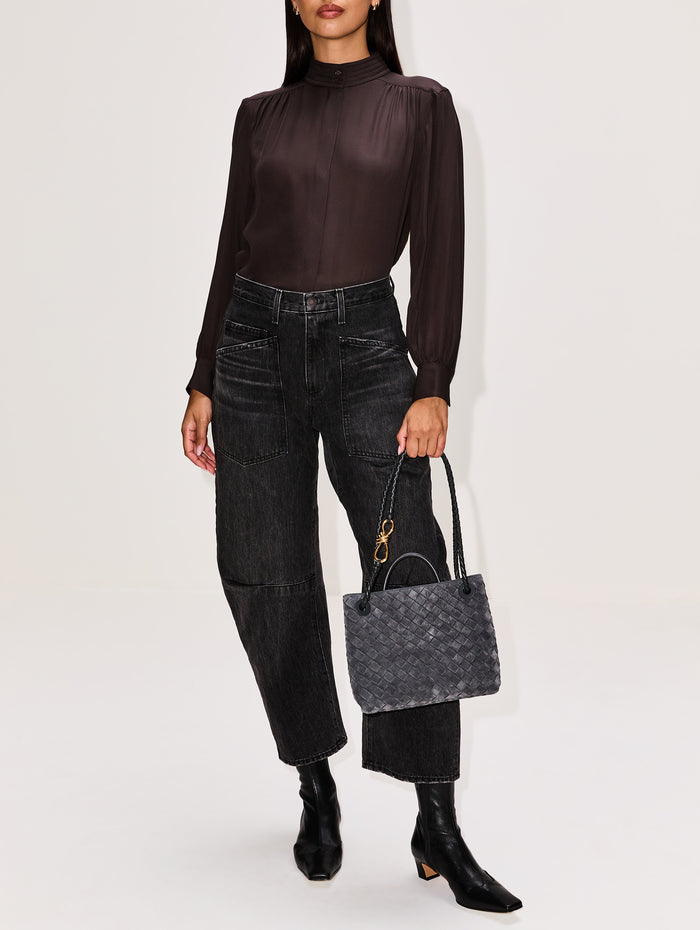 Revi Blouse,NILI LOTAN,CHOCOLATE BROWN,Image 1