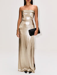 Laminated Bandeau Dress,GALVAN,WHITE GOLD,Image 2