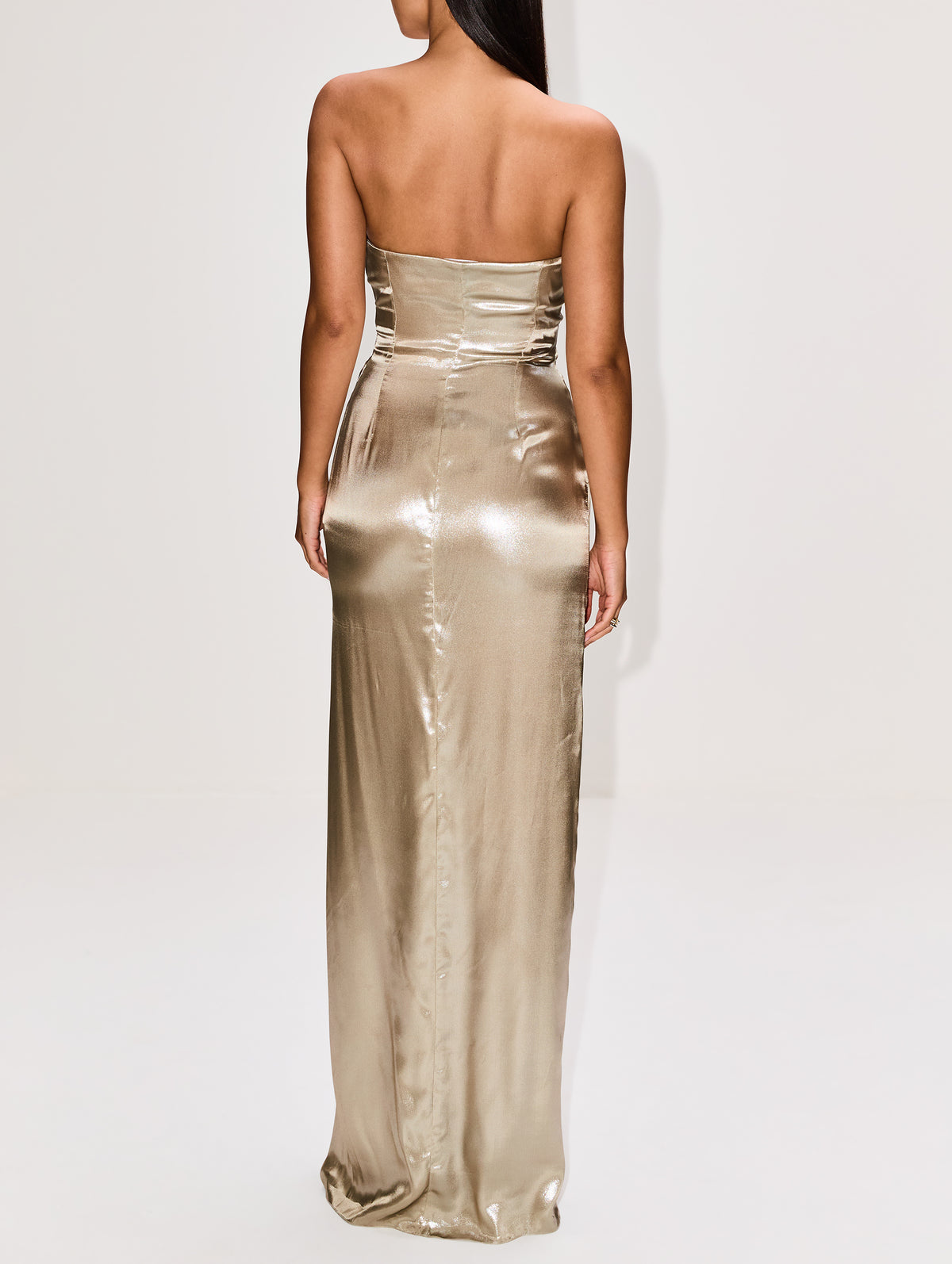 Laminated Bandeau Dress,GALVAN,WHITE GOLD,Image 4