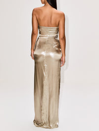 Laminated Bandeau Dress,GALVAN,WHITE GOLD,Image 4