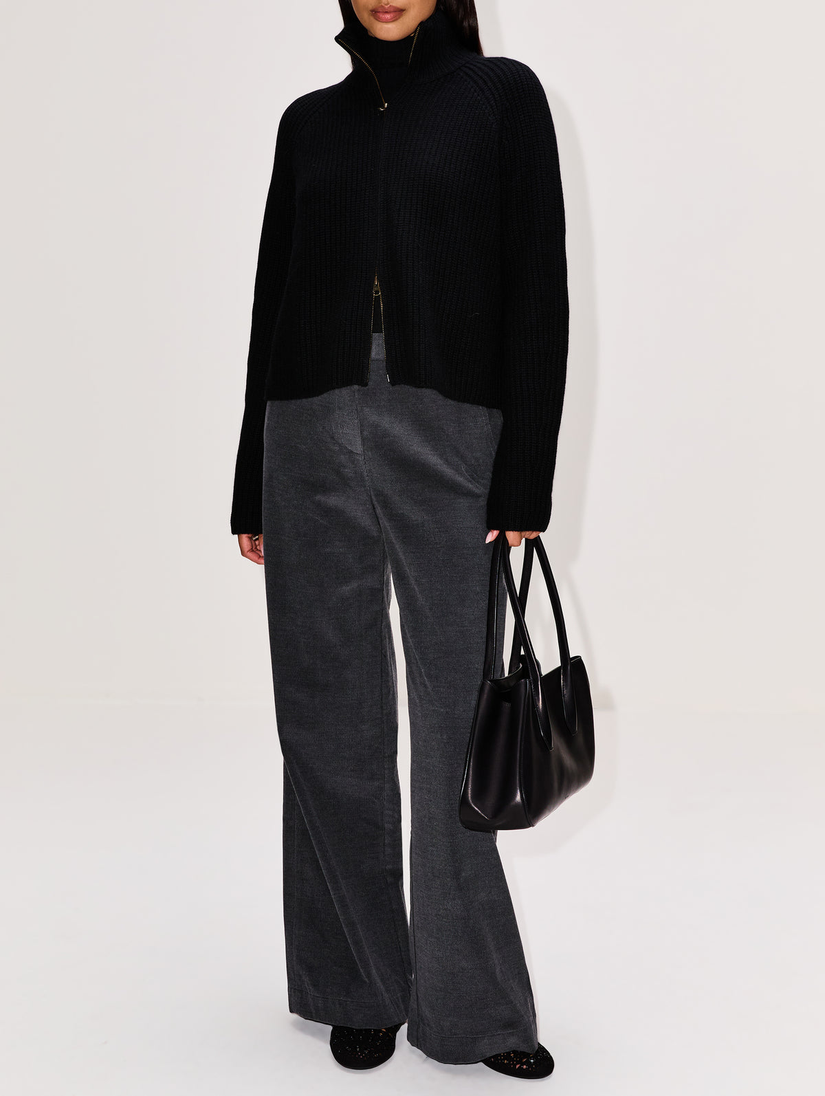 Sadie Zip Cardigan,LISA YANG,BLACK,Image 2